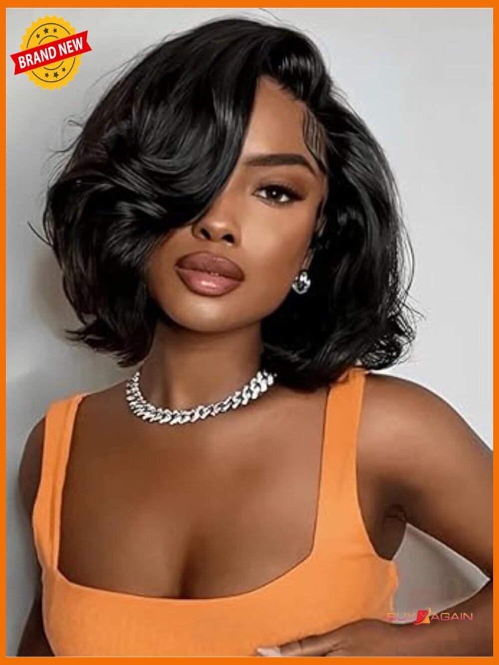 HD Lace Side Part Bob Wig Pre-Styled With Curtain Bangs Glueless 12 Inch